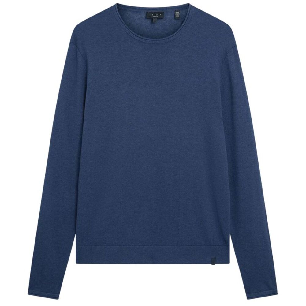 Ted Baker Mens Linen Blend Crew Neck Sweater / Mid Navy
